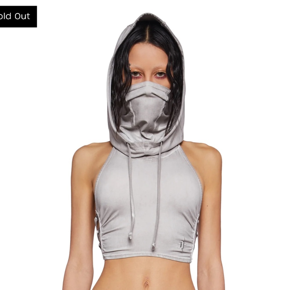 Gray Hooded Women's Crop Top
